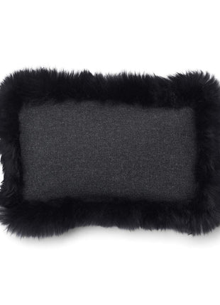 Wollkissen | 100% Wolle | Fellborte | 52x52 cm | 34x52 cm Kohle/Schwarz