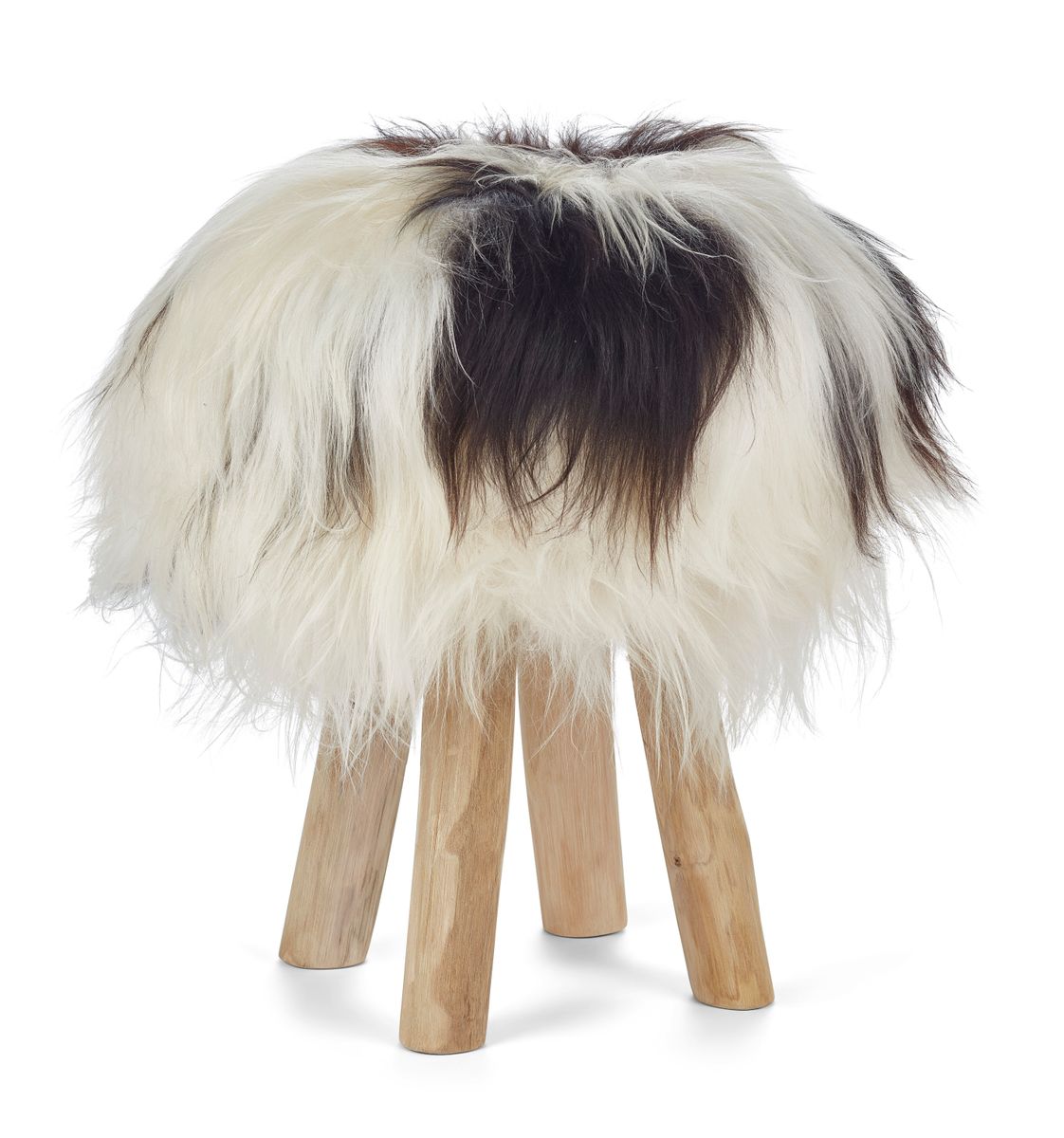 Holzhocker mit Lammfell | Island | 48xD34 cm