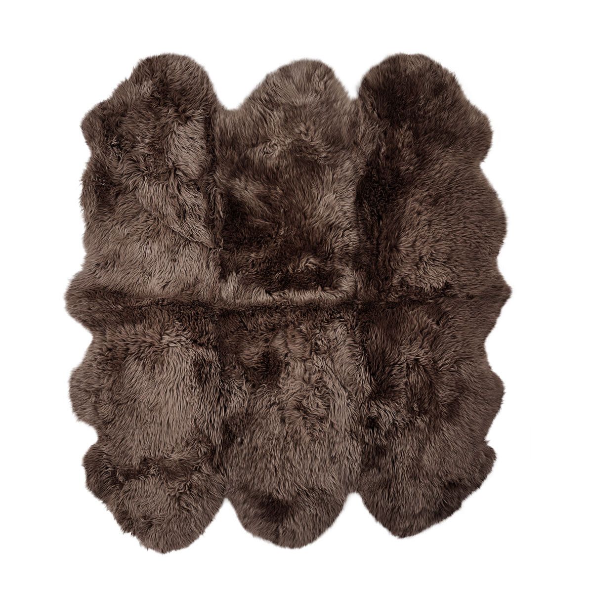 Lammfell Teppich Premium | Langhaar | Neuseeland | 180x162 cm Walnuss