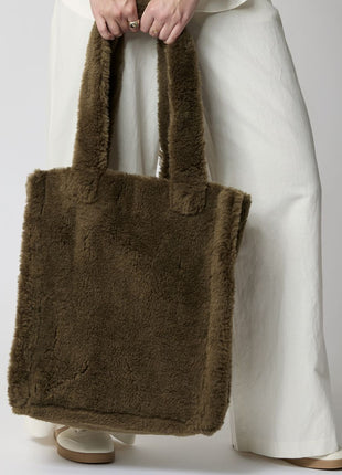 Maxi Glory Shopper | Neuseeland | Lammwolle Lederbraun