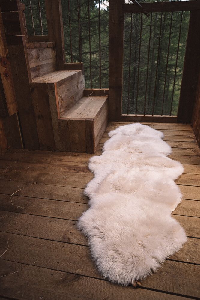 Merino Doppeltes Schaffell | Langhaar | Neuseeland | 160x60 cm Leinen