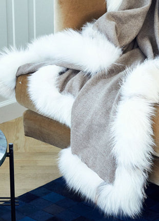 Kaschmirdecke mit Fuchs | Finland | 130x200 cm Gold Fuchs/Beige