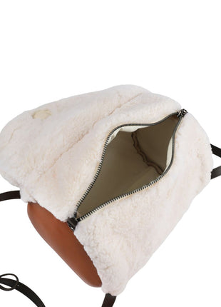 Gloria Tasche | Lammwolle Elfenbein/Braun