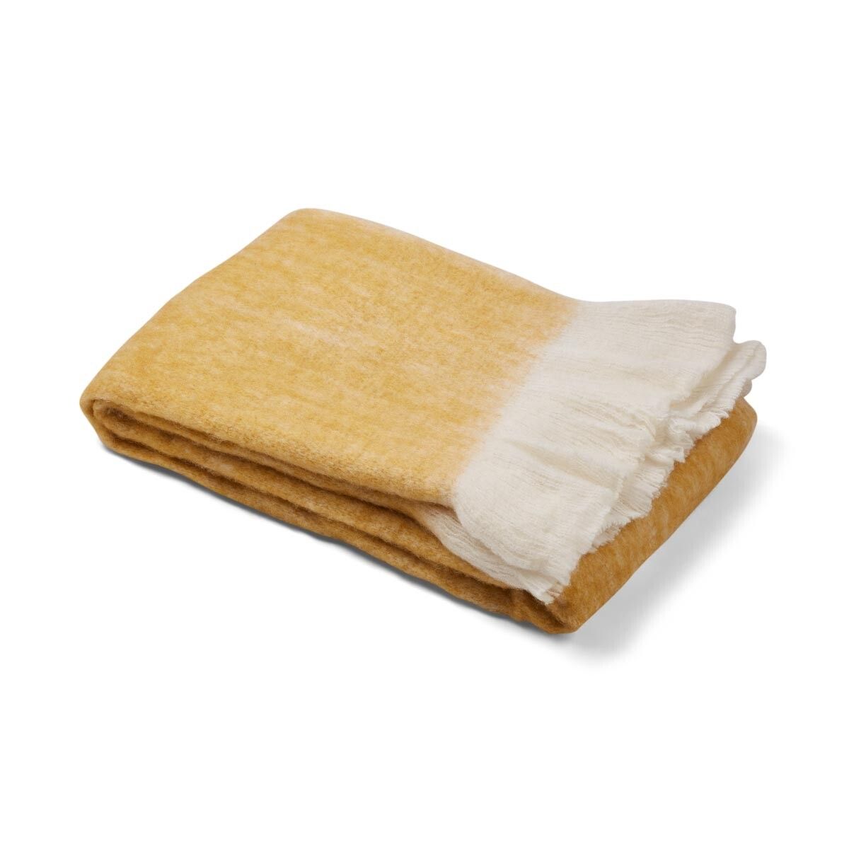 Mohairwolle Decke | 130x170 cm Senf