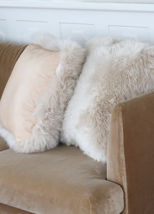 Lammfellkissen | Neuseeland | Lederrückseite | 50x50 cm Weiß