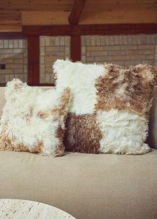 Lammfellkissen | Toskana Lammfell | Italien | 26x86 cm, 40x40 cm & 60x60 cm Schwarz/Weiß Mix