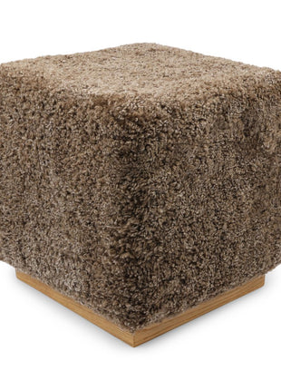 Lammfellhocker Benjamin | Kurzhaar | 46x46x47 cm Taupe