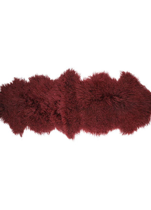 Doppeltes Lammfell | Tibet | 150x55 cm Bordeauxrot