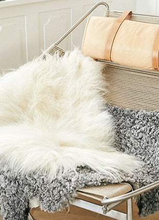 Lammfell Premium | Langhaar | Island | 90x60 cm Naturgrau