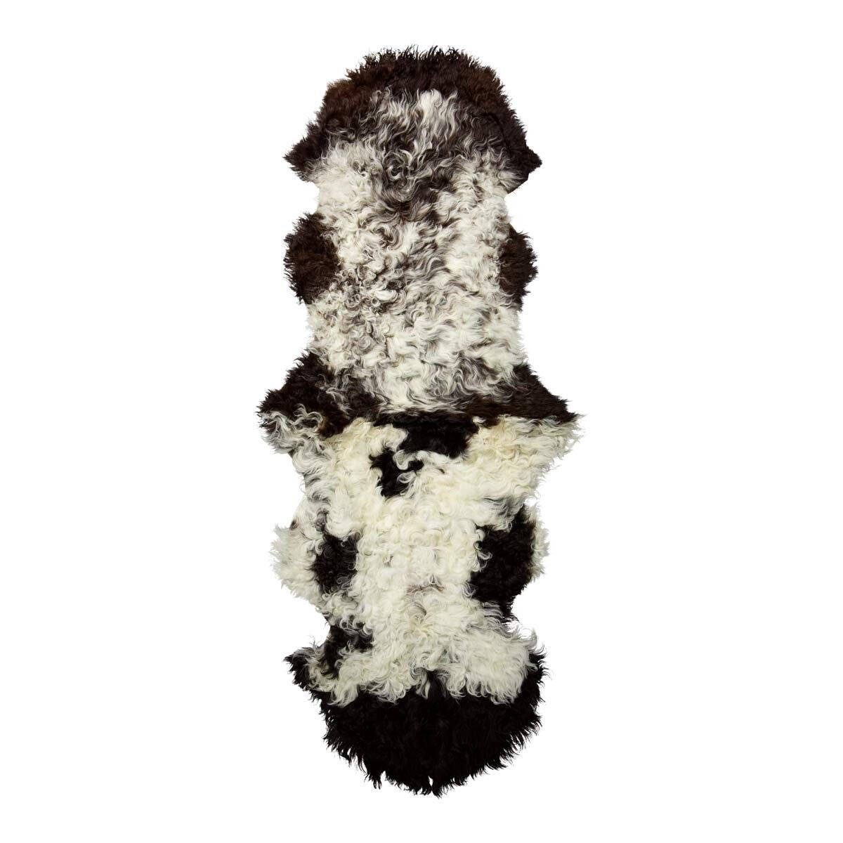 Doppeltes Lammfell | Tigrado | Spanien | 50x150 cm Schwarz/Weiss gefleckt