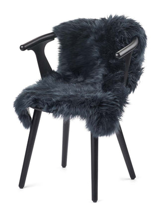 Merino Premium Lammfell | Langhaar | Neuseeland | 90x60 cm Marineblau