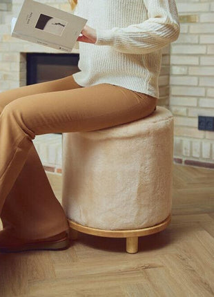 Simon Pouf | Neuseeland | Mokassin | D46x52 cm Kastanie