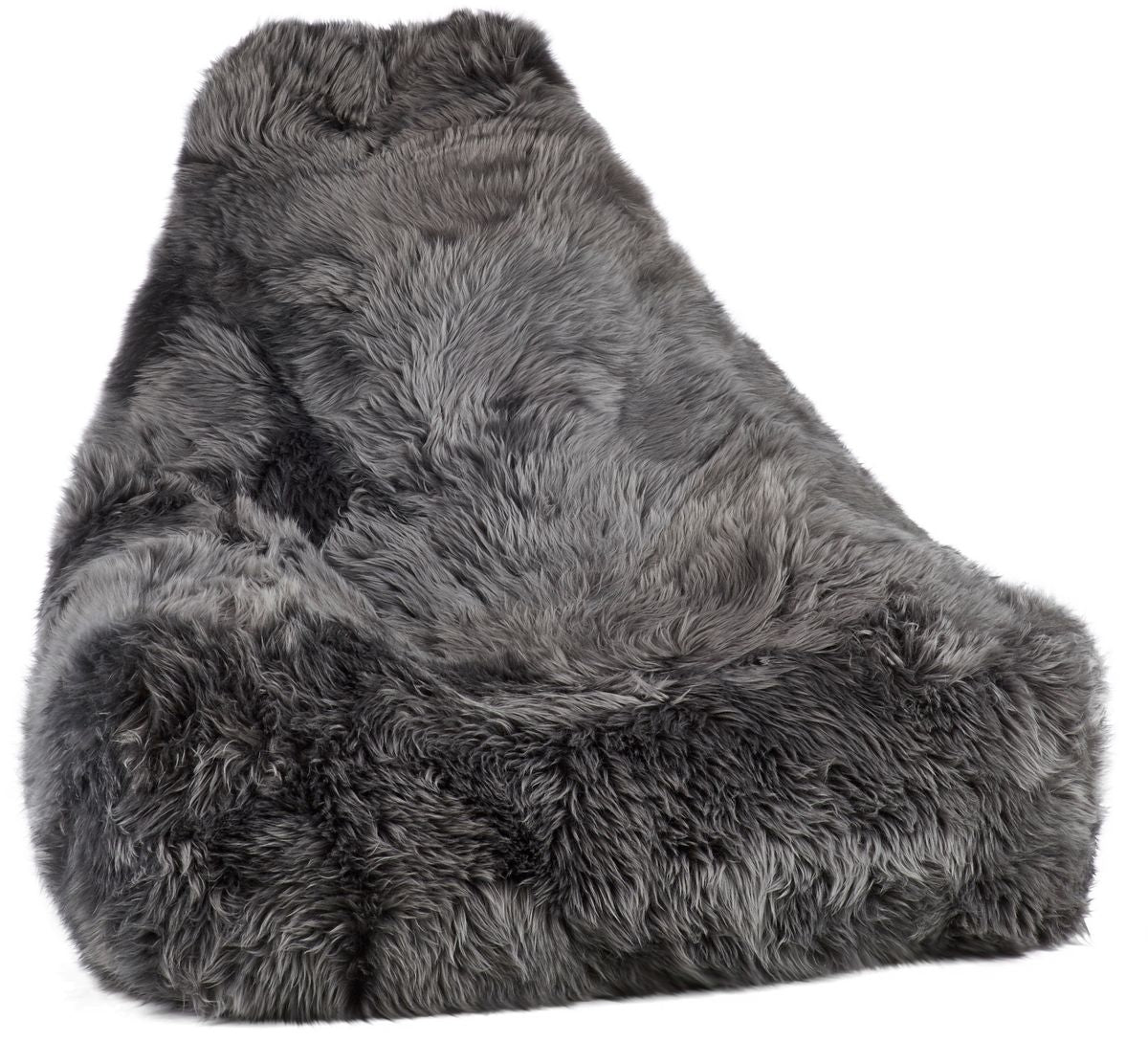 Lammfell Sitzsackstuhl Premium | Langhaar | Neuseeland | 100x100x80 cm Stahl