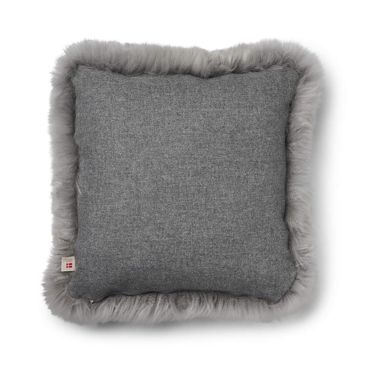 Lammfellkissen | Langhaar | Neuseeland | 100% Wolle | 52x52 cm | 34x52 cm Stein/Hellgrau