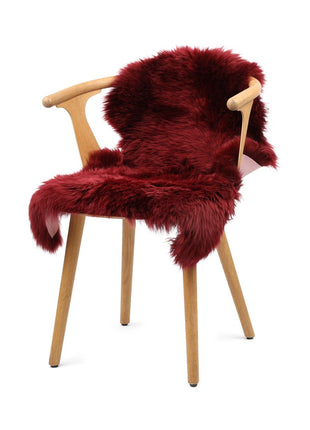 Merino Premium Lammfell | Langhaar | Neuseeland | 90x60 cm Bordeauxrot