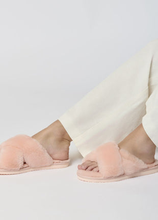 Lammfell Cross Slippers | Neuseeland | Größe 35-42 Dunkelgrau