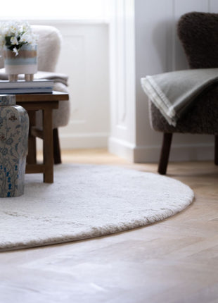 Lammfell Designerteppich | Kurzhaar | Neuseeland | D140 cm Beige