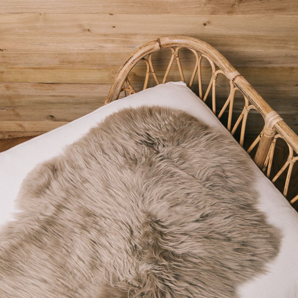 Merino Doppeltes Lammfell | Langhaar | Neuseeland | 170x60 cm Taupe