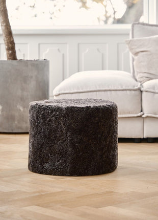 Lammfellpouf Premium | Kurzhaar | Neuseeland | D41x31 cm Anthrazit
