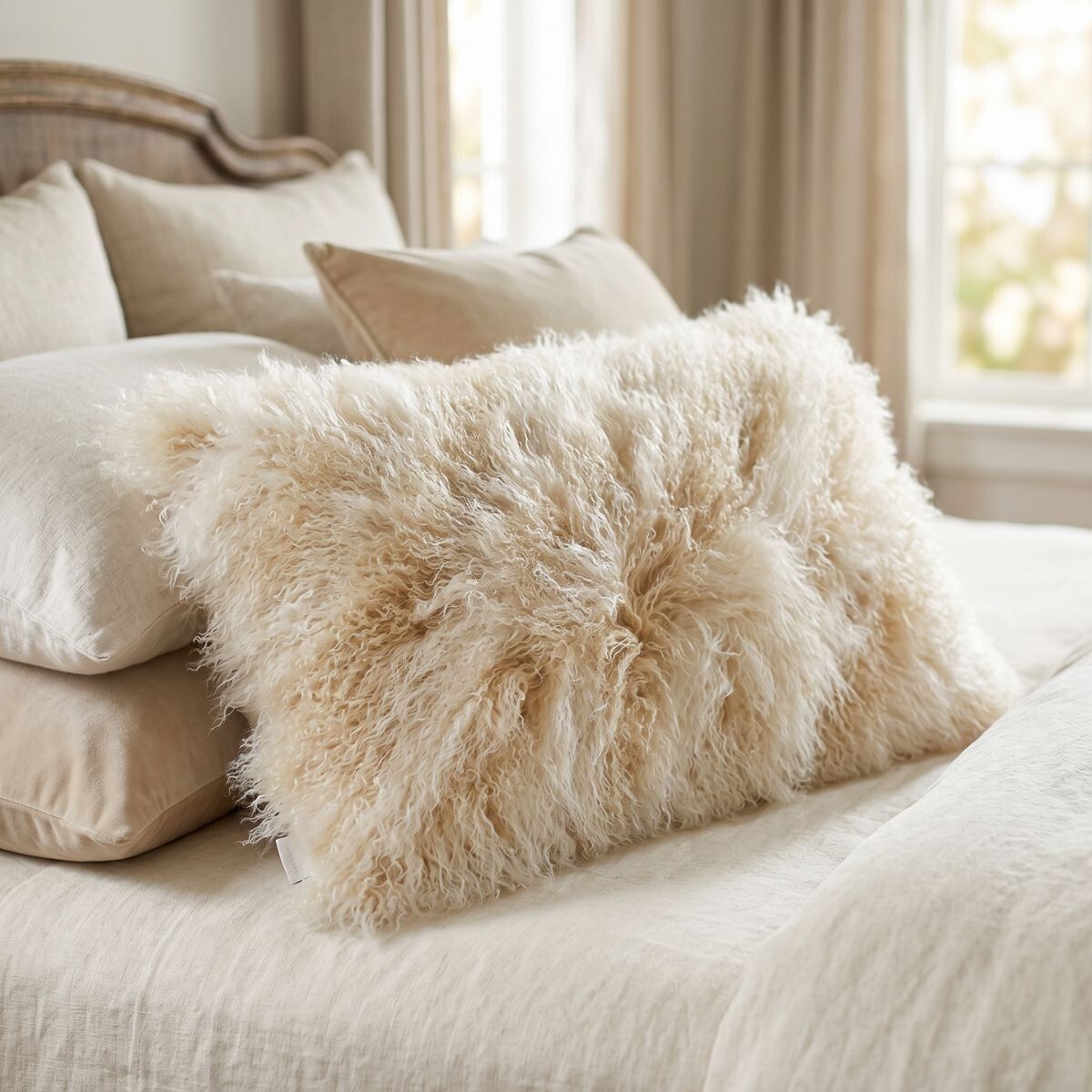 Lammfellkissen Premium | Tibet | 60x90 cm Arctic Sunrise/Dove