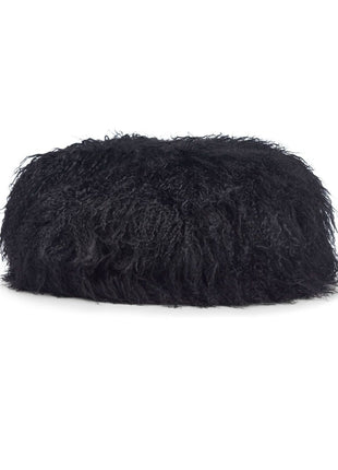 Lammfell Hockerbezug | Tibet | 35x17 cm Schwarz