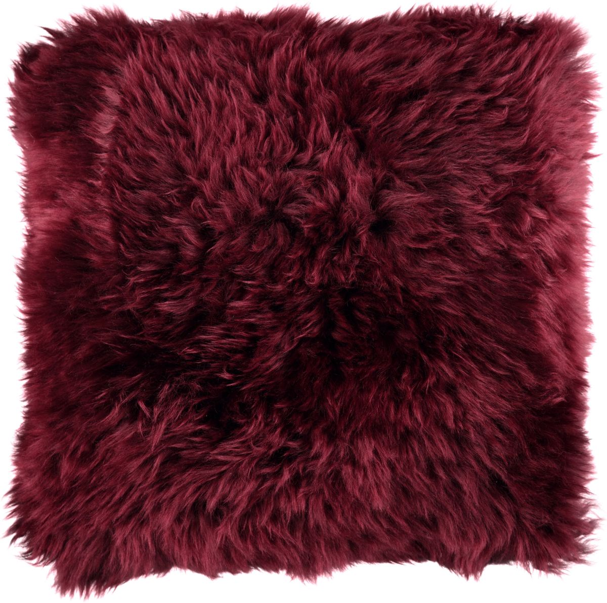 Lammfellkissen Premium | Langhaar | Neuseeland | 50x50 cm Bordeauxrot