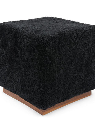Lammfellhocker Benjamin | Kurzhaar | 46x46x47 cm Schwarz