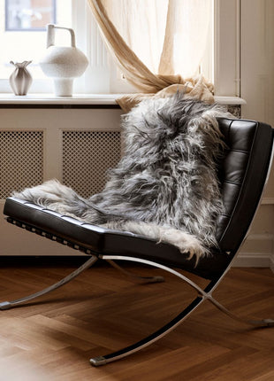 Lammfell Premium | Langhaar | Island | 90x60 cm Naturgrau