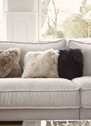 Lammfellkissen Premium | Langhaar | Neuseeland | 35x35 cm Schwarz