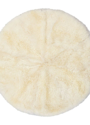 Lammfell Designerteppich | Langhaar | Neuseeland | D140 cm Weiß