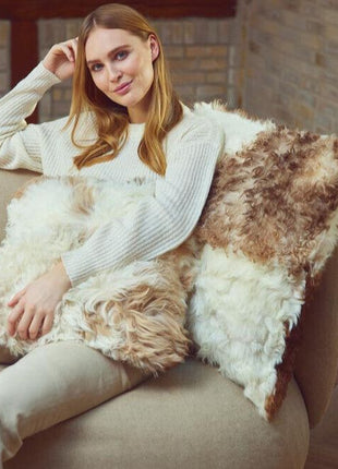 Lammfellkissen | Toskana Lammfell | Italien | 26x86 cm, 40x40 cm & 60x60 cm Schwarz/Weiß Mix