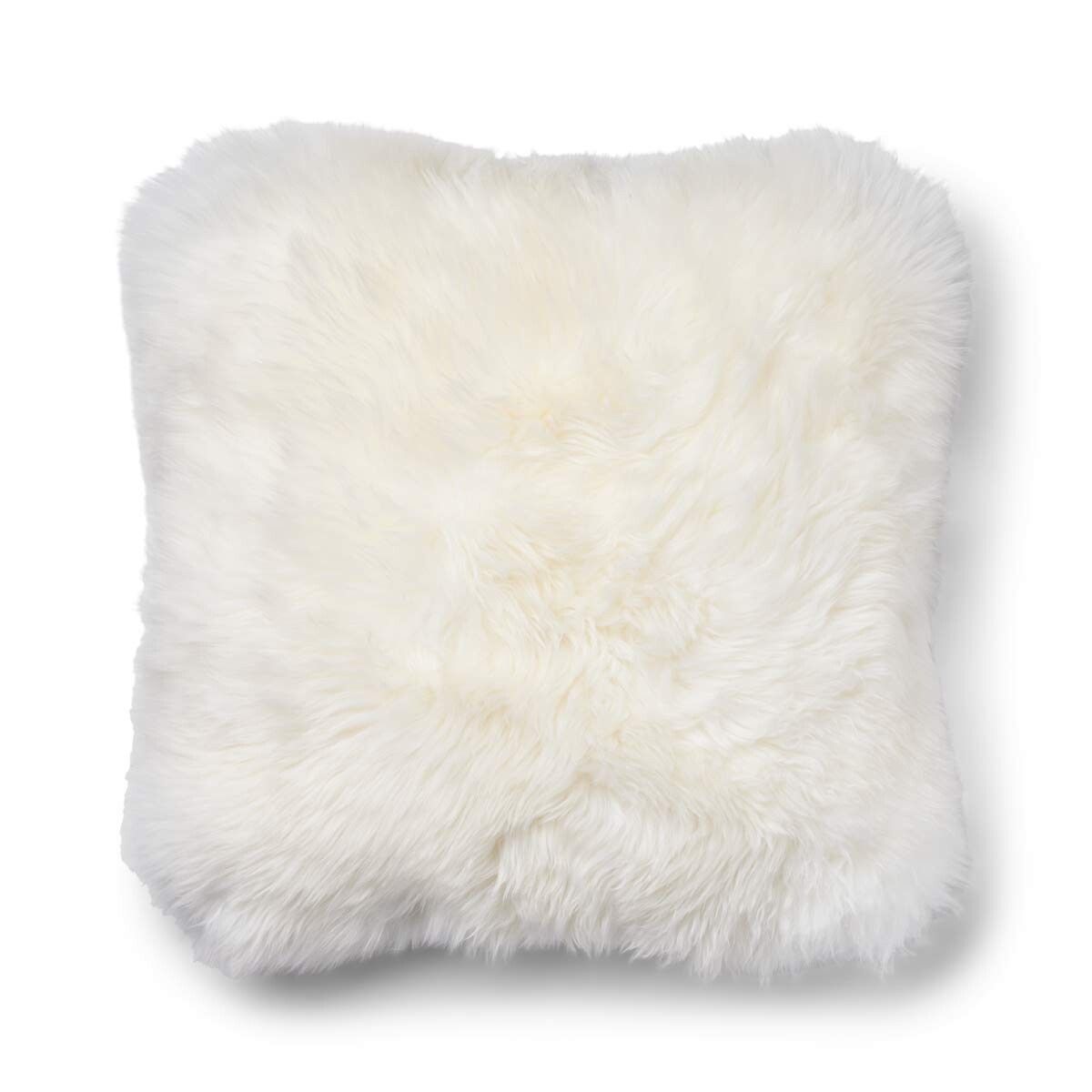 Lammfellkissen | Langhaar | Neuseeland | 100% Wolle | 52x52 cm | 34x52 cm Silber/Elfenbein