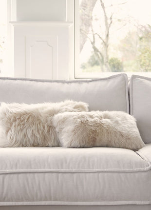 Fellkissen | Langhaar | Neuseeland | 35x45 cm Leinen