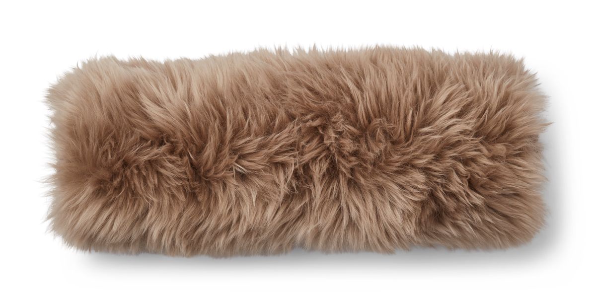Coral Reefs Lammfellkissen | Langhaar | Neuseeland | 20x52 cm Taupe/Taupe