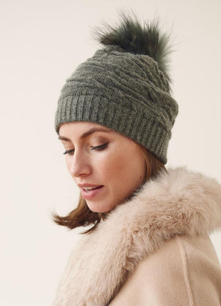 Sidse Mütze | Wolle, Waschbär Schwarz/Schwarz