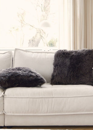 Lammfellkissen Premium | Langhaar | Neuseeland | 50x50 cm Aubergine