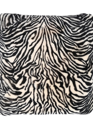 Premium Mokassin Fellkissen | Neuseeland | Doppelseitig | 52x52 cm Zebramuster: Schwarz/Creme