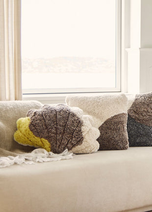 PATTERN COLLECTION | Shell Kissen | Kurzhaar | Neuseeland Gelb/Taupe/Leinen