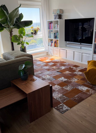 Kuhfell Designerteppich | Lissabon Braun
