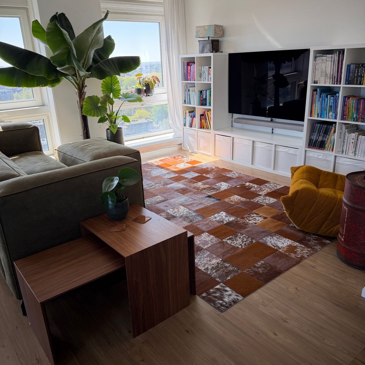 Kuhfell Designerteppich | Lissabon Braun