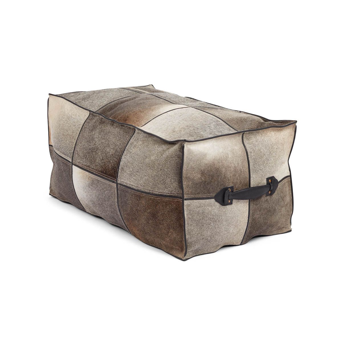 Hocker mit Griff | Brasilien | Hochwertiges Kalbsleder | 45x82x38 cm