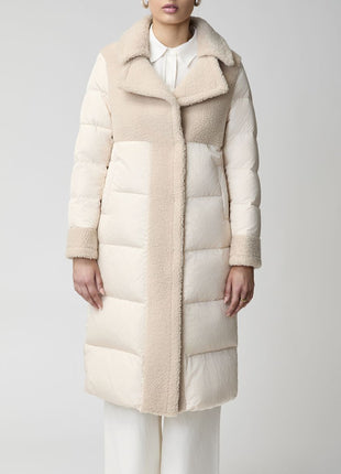 Jade Mantel | Daunen, Lammwolle Beige