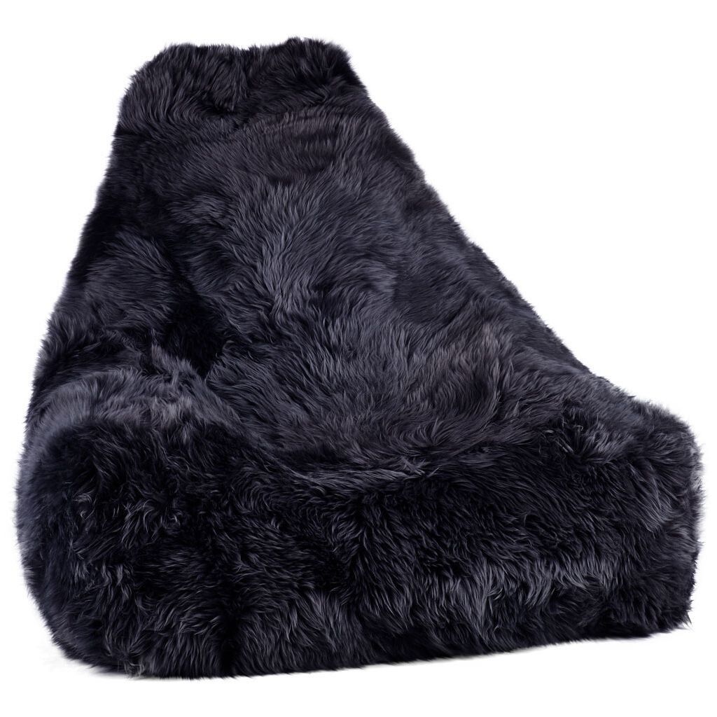 Lammfell Sitzsackstuhl Premium | Langhaar | Neuseeland | 100x100x80 cm Marineblau