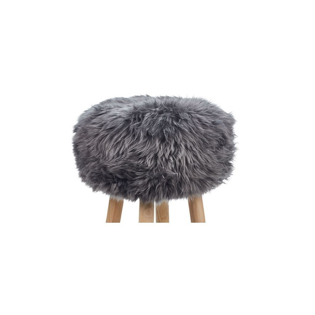 Lammfell Hockerbezug | Langhaar | Neuseeland | 35x17 cm Stahl