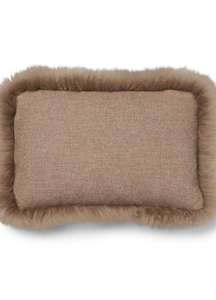 Wollkissen | 100% Wolle | Fellborte | 52x52 cm | 34x52 cm Beige/Taupe