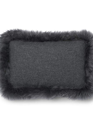 Wollkissen | 100% Wolle | Fellborte | 52x52 cm | 34x52 cm Steingrau/Stahl