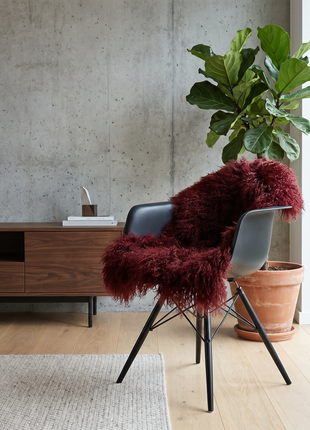 Lammfell Premium | Tibet | 85x50 cm  Bordeauxrot