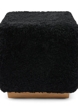 Lammfellhocker Benjamin | Kurzhaar | 46x46x47 cm Schwarz