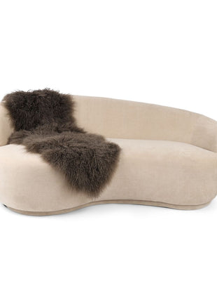 Doppeltes Lammfell | Tibet | 150x55 cm Taupe