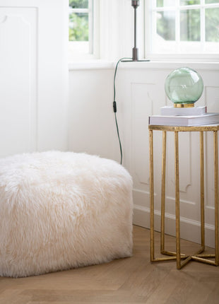 Lammfellpouf | Langhaar | Neuseeland | 50x50x32 cm Schwarz